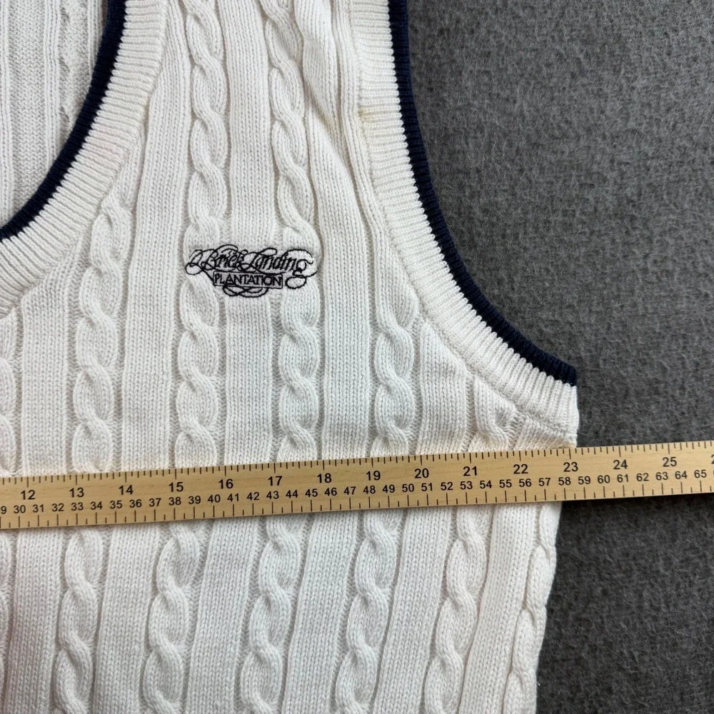 Izod‎ Club Sweater Vest Mens XL Cream Cable Knit Cotton Brick Landing Plantation